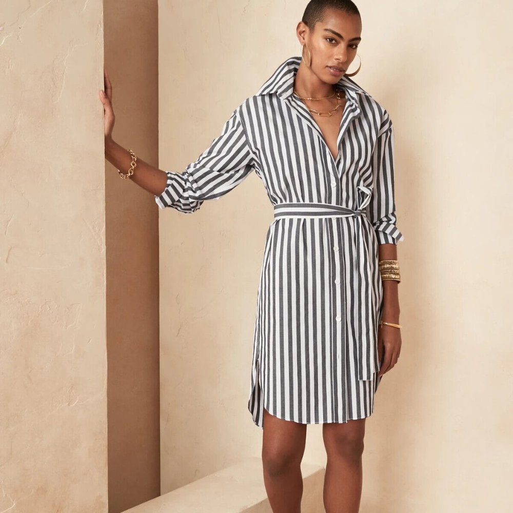 Banana Republic Striped Poplin Shirtdress